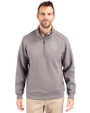 San Diego Padres Mono Cutter & Buck Roam Epic Versatility Recycled Quarter Zip Mens Pullover Elemental Grey Front