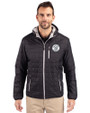 Milwaukee Brewers Mono Cutter & Buck Rainier Primaloft Eco Mens Full Zip Hooded Jacket Black Front