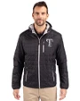 Texas Rangers Mono Cutter & Buck Rainier Primaloft Eco Mens Full Zip Hooded Jacket Black Front
