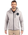 Chicago Cubs Mono Cutter & Buck Rainier Primaloft Eco Mens Full Zip Hooded Jacket Polished Medium Gray Front