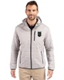 Kansas City Royals Mono Cutter & Buck Rainier Primaloft Eco Mens Full Zip Hooded Jacket Polished Medium Gray Front