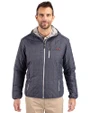 New York Jets Americana - Cutter & Buck Rainier Recycled Insulated Puffer Mens Full Zip Hooded Jacket Anthracite Melange Front
