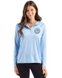 New York Mets Mono Cutter & Buck Coastline Epic Comfort Recycled Womens Hooded Shirt Atlas Light Blue Front