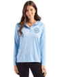 Washington Nationals Mono Cutter & Buck Coastline Epic Comfort Recycled Womens Hooded Shirt Atlas Light Blue Front
