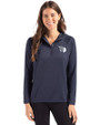 Cleveland Guardians Mono Cutter & Buck Coastline Epic Comfort Recycled Womens Hooded Shirt Navy Blue Front