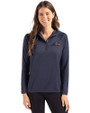 New York Jets Americana - Cutter & Buck Coastline Epic Comfort Recycled Womens Hooded Shirt Navy Blue Front