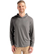 Atlanta Braves Mono Cutter & Buck Coastline Epic Comfort Recycled Mens Hooded Shirt Elemental Grey Front