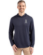 Los Angeles Angels Mono Cutter & Buck Coastline Epic Comfort Recycled Mens Hooded Shirt Navy Blue Front