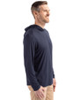 Los Angeles Angels Mono Cutter & Buck Coastline Epic Comfort Recycled Mens Hooded Shirt Navy Blue Side