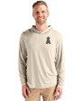 Los Angeles Angels Mono Cutter & Buck Coastline Epic Comfort Recycled Mens Hooded Shirt Wheat Front