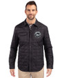 New York Mets Mono Cutter & Buck Rainier PrimaLoft® Mens Eco Insulated Quilted Shirt Jacket Black Front