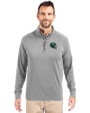 New York Jets NFL Helmet Cutter & Buck Adapt Eco Knit Stretch Recycled Mens Big and Tall Quarter Zip Pullover Polished Medium Gray Front