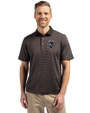Kansas City Royals Mono Cutter & Buck Virtue Eco Pique Micro Stripe Recycled Mens Polo Black/Elemental Grey Front