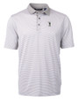 South Florida Bulls Swinging Rocky Cutter & Buck Virtue Eco Pique Micro Stripe Recycled Mens Polo Polished/White Mannequin