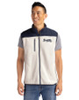 Atlanta Braves Mono Cutter & Buck Cascade Eco Fleece Mens Vest Shell/Navy Blue Front