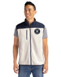 Houston Astro Mono Cutter & Buck Cascade Eco Fleece Mens Vest Shell/Navy Blue Front