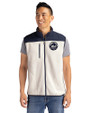 New York Mets Mono Cutter & Buck Cascade Eco Fleece Mens Vest Shell/Navy Blue Front