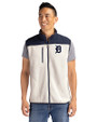 Detroit Tigers Mono Cutter & Buck Cascade Eco Fleece Mens Vest Shell/Navy Blue Front