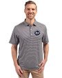 New York Mets Mono Cutter & Buck Forge Eco Double Stripe Stretch Recycled Mens Big &Tall Polo Navy Blue/White Front