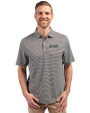 Atlanta Braves Mono Cutter & Buck Forge Eco Double Stripe Stretch Recycled Mens Big &Tall Polo Black/White Front
