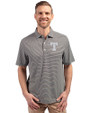 Texas Rangers Mono Cutter & Buck Forge Eco Double Stripe Stretch Recycled Mens Big &Tall Polo Black/White Front