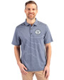 Milwaukee Brewers Mono Cutter & Buck Forge Eco Heather Stripe Stretch Recycled Mens Big & Tall Polo Navy Blue Heather Front
