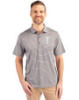 Minnesota Twins Monochromatic Cutter & Buck Forge Recycled Heather Stripe Four-Way Stretch Mens Big & Tall Polo Elemental Grey Heather Front