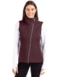 Cutter & Buck Mainsail Sweater-Knit Womens Full Zip Asymmetrical Vest Bordeaux Heather Front