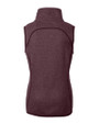 Cutter & Buck Mainsail Sweater-Knit Womens Full Zip Asymmetrical Vest Bordeaux Heather Mannequin Back