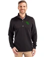 North Texas Mean Green Cutter & Buck Traverse Stretch Eco Quarter Zip Mens Pullover Black Front