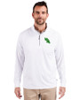 North Texas Mean Green Cutter & Buck Adapt Eco Knit Stretch Recycled Mens Quarter Zip Pullover White Front