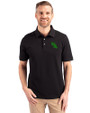 North Texas Mean Green Cutter & Buck Advantage Eco Tri-Blend Pique Mens Polo Black Front