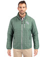 North Texas Mean Green Cutter & Buck Rainier PrimaLoft® Mens Eco Insulated Full Zip Puffer Jacket Hunter Melange Front