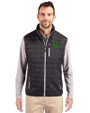 North Texas Mean Green Cutter & Buck Rainier Recycled Insulated Puffer Mens Full Zip Vest Black Front