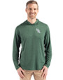 North Texas Mean Green Cutter & Buck Coastline Epic Comfort Recycled Mens Hooded Shirt Hunter Green Front