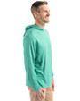North Texas Mean Green Cutter & Buck Coastline Epic Comfort Recycled Mens Hooded Shirt Kelly Green Side