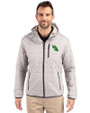 North Texas Mean Green Cutter & Buck Rainier Primaloft Eco Mens Full Zip Hooded Jacket Polished Medium Gray Front