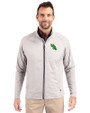 North Texas Mean Green Cutter & Buck Adapt Eco Knit Hybrid Recycled Mens Big & Tall Full Zip Jacket Polished Medium Gray Front