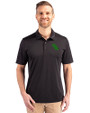 North Texas Mean Green Cutter & Buck Prospect Eco Textured Stretch Recycled Mens Big & Tall Polo Black Front