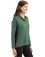 North Texas Mean Green Cutter & Buck Coastline Epic Comfort Recycled Womens Hooded Shirt Hunter Green Side