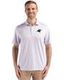 Carolina Panthers Mono Cutter & Buck Pike Eco Diamond Dot Print Recycled Mens Polo Polished Medium Gray Front