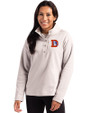 Denver Broncos Historic Cutter & Buck Hunts Point Eco Textured Fleece Recycled Womens Snap Pullover Polished Medium Gray Front