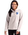 Los Angeles Rams Historic Cutter & Buck Hunts Point Eco Textured Fleece Recycled Womens Snap Pullover Polished Medium Gray Front