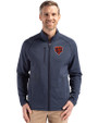 Chicago Bears Historic Cutter & Buck Peshastin Fleece Recycled Mens Full Zip Jacket Navy Blue Heather Front