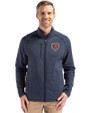Chicago Bears Historic Cutter & Buck Peshastin Recycled Grid Fleece Mens Full Zip Jacket Navy Blue Heather Front