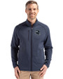 Seattle Seahawks NFL Helmet Cutter & Buck Peshastin Fleece Recycled Mens Full Zip Jacket Navy Blue Heather Front