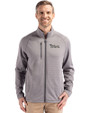 New York Jets Historic Cutter & Buck Peshastin Fleece Recycled Mens Full Zip Jacket Elemental Grey Heather Front