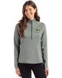 Green Bay Packers Cutter & Buck Peshastin Fleece Recycled Womens Half Zip Pullover Hunter Heather Front
