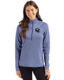 New York Giants NFL Helmet Cutter & Buck Peshastin Fleece Recycled Womens Half Zip Pullover Tour Blue Heather Front