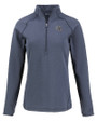 New England Patriots NFL Helmet Cutter & Buck Peshastin Fleece Recycled Womens Half Zip Pullover Navy Blue Heather Mannequin